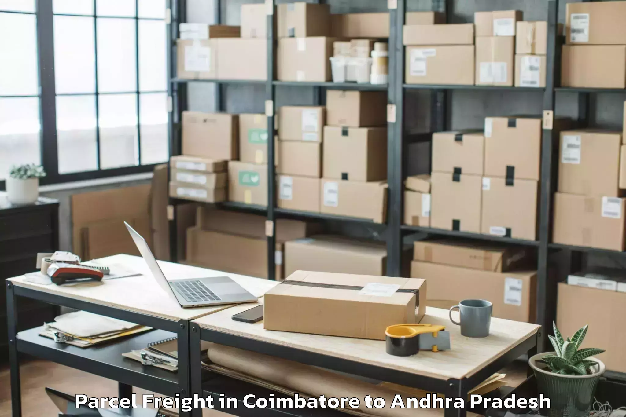 Book Your Coimbatore to Vajrapukothuru Parcel Freight Today